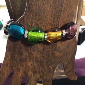 Premier Designs Jewel toned Glass Bead Stretch Bracelet